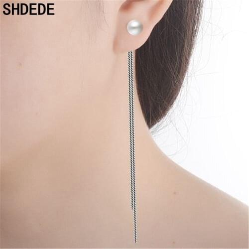 SHQIYAYI 925 Silver Jewelry Woman Wedding Fashion Hanging Bohemian Style Exaggerated Long Female Drop Earrings Tassels 409