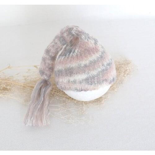 Newborn Sweater Hat Knitted Baby Mohair Sleepy Hat Photography Props Hand Crochet Dots Bonnet Photo Props