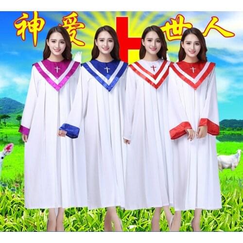 Women Christian Church Choir Costume Wedding Hymn Holy Garments Nun Costume Christian Sing Dress Jesus Class Service Outfit 90