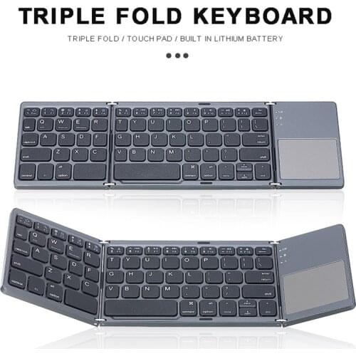 Pohiks 1pc Foldable Wireless bluetooth Keyboard Portable Mini Ergonomic Design Touchpad Keypad For IOS/Android/Windows
