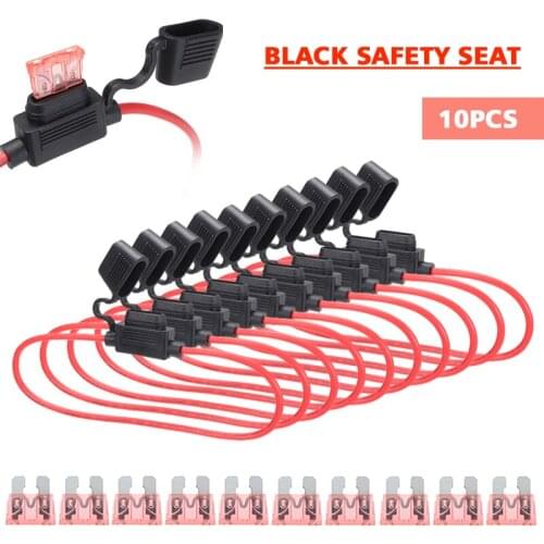 10pcs Auto Car Blade Inline Types ATC ATO Fuse Waterproof Holder 12V 32V 12 AWG Wire Cutoff Switch Socket Accessories