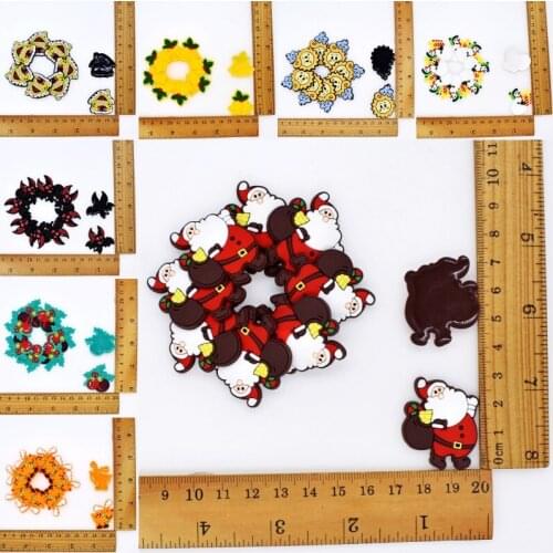 10PCS DIY Christmas Reindeer Snowman Snow House Halloween Bat Soft PVC Crafts Ornaments Fit Clothes Pencial Box Patch