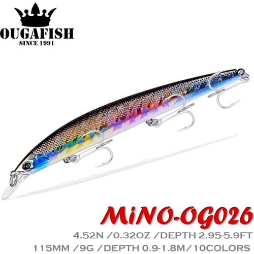 2021 Fishing Lure Accessories Weight 9g 115mm Minnow 0.9-1.8M Floating Trolling Baits Pesca Saltwater Pike Fish Tackle Carp
