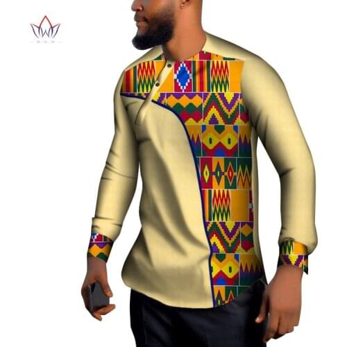 African Men Clothes Cotton Dashiki Men Long Sleeve Shirt Top Shirts Bazin Riche Men Shirt Traditional African Men Shirt WYN1292