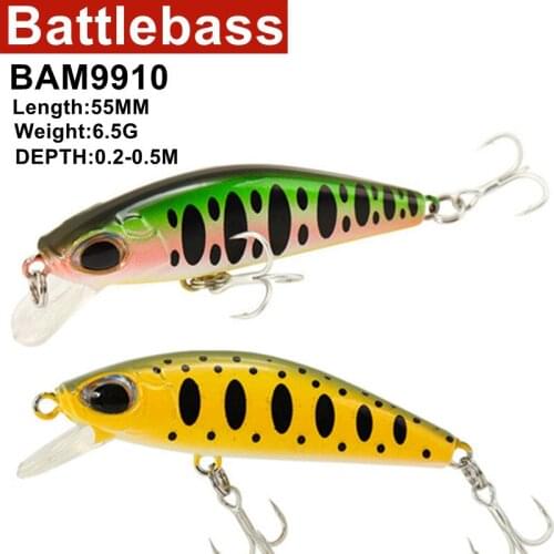 BATTLEBASS Japanese Design Pesca Wobbling Fishing Lure 55mm 6.5g Sinking Minnow Isca Artificial Baits For Bass Perch Pike Trout
