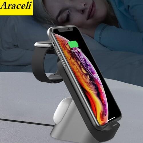15 W Qi 3 in 1 Wireless Charging Station For iPhone11Pro/Xr/Xs/AirPods Pro/iWatch5 Wireless Charger For Samsung Note 20