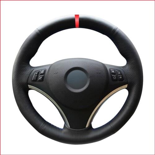 Artificial Leather Red Marker Steering Wheel Cover for BMW E90 E91 E92 E93 E87 E81 E82 E88 X1 E84