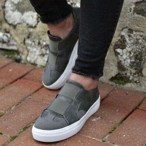 Chekich Mens & Womens Shoes Anthracite Color Artificial Leather Elastic Band Closure Spring Season Casual Sport Walking Running Original Vulcanized Air Breathable Lightweight Sneakers Comfortable Footwear CH033 V1