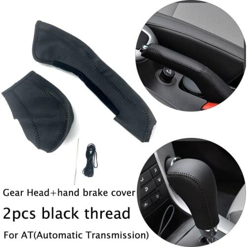 Black Leather Car Accessories Gear Head Shift Knob Collars Handbrake Cover Fit For Chevrolet Chevy Cruze AEVO Spark
