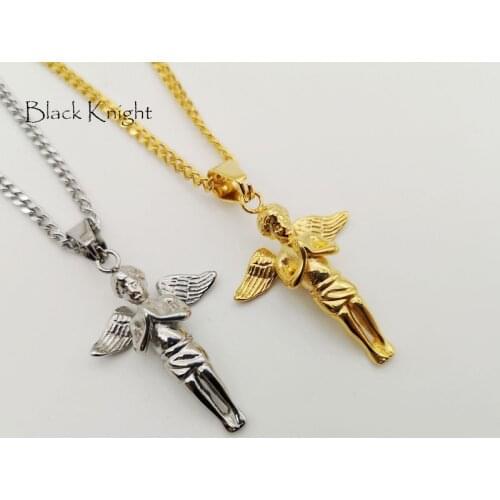 Black Knight Stainless steel cute angel pendant necklace religious amulet cute angel necklace women fashion jewelry BLKN0735
