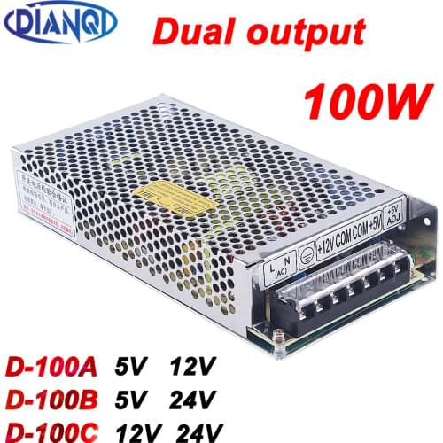 Dual output power supply 100w 5V 10A, 12V 4A power suply D-100A ac dc converter good quality