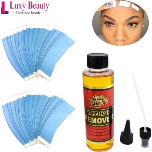 Double Side Lace Front Hair Tape Bond 2 Packs+ Hair Remover For Tape 118ml/4oz Tape Hair Adhesive Remover Liquid Toupee Hair