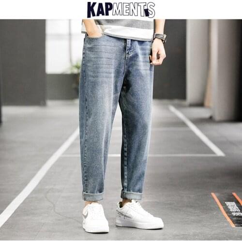 KAPMENTS Men Vintage Japanese Streetwear Harem Jeans Pants 2020 Mens Harajuku Straight Denim Pants Male Korean Kpop Baggy Jeans