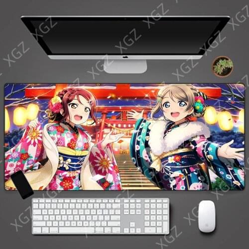 XGZ Anime Large Size Pad Cute Japanese Kimono Girl Non-slip Rubber Pad Desk Mouse Pad Coaster Party Gift Gaming Accessories