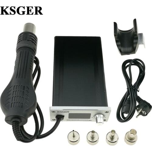 KSGER Upgrade 700W Rework Resoldering Soldering Station Hot Air Gun With 4 NozzlesT12 STM32 OLED Soldering Station Iron Tip