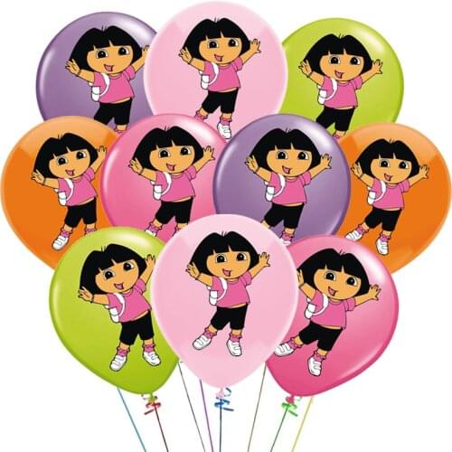 10pcs/lot Dora The Explorer Latex Balloons TV Show Education Dora Ballons Birthday Party Girls Gift Decoration Toy 12inch Globos