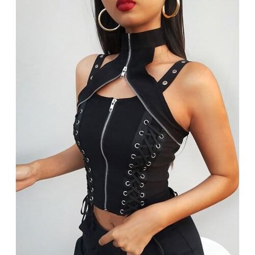Summer Slim Render Short Top 2021 Sexy Women Casual Cut Out Sleeveless Bandage Cross Halter Corset Clubwear Party Suit Vest