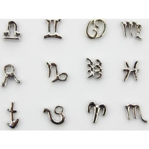 Hot Selling Floating Charms Silver Alloy Constellation Symbols Floating Charms For Glass Locket 120pcs