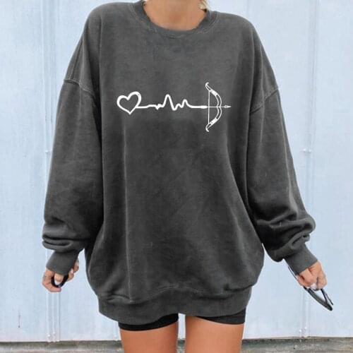 Top Selling Heart Love Print Women Sweatshirt Women Clothing Pullover Casual Long Sleeve Vintage Sweatshirts Anime Sweat Shirt