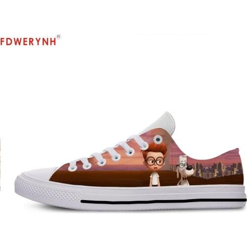 Mens Casual Shoes Pop Funny Mr. Peabody Sherman Lace-Up Canvas Strap Ladies Casual Man Shoes Comfortable