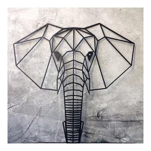Wall Elephant Design Black 20 inch Plaque Large Big Decorative Living Room Modern Design frame For Living Room Bar Decor iron