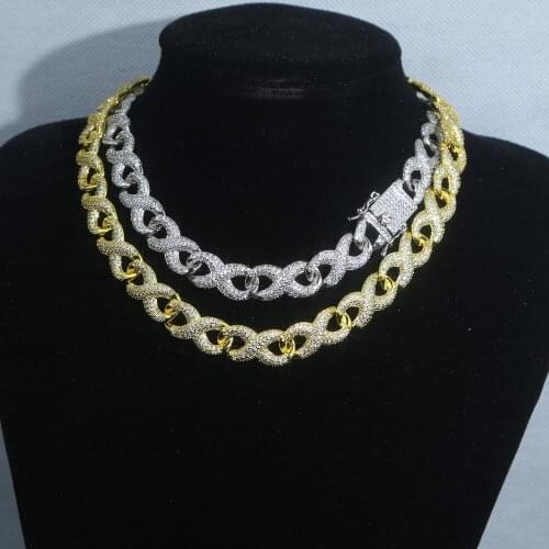 Wholesale 2021 high quality women punk style initial shape charm necklaces with clear cz paved heavy long hiphop chain jewelry