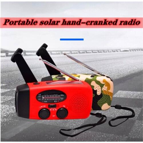 New outdoor solar hand-cranked radio with flashlight charging radio with waterproof function supports AM, FM, WB signals