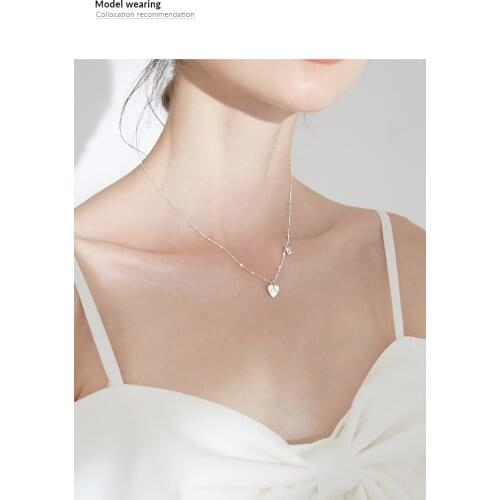 925 sterling silver jewelry with love heart pendant necklace clavicle chain ins creative accessories for students lover gifts
