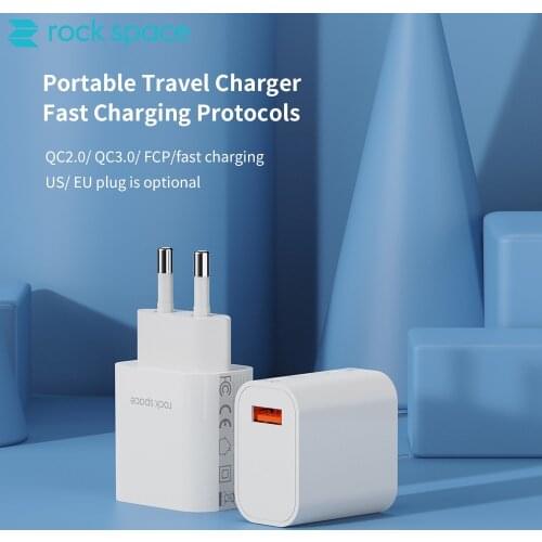 Rock space 18W USB Fast charger for iPhone 11 Pro Max Samsung Quick Charge QC 3.0 Wall Charger Adapter for Xiaomi 11 10 Redmi 9