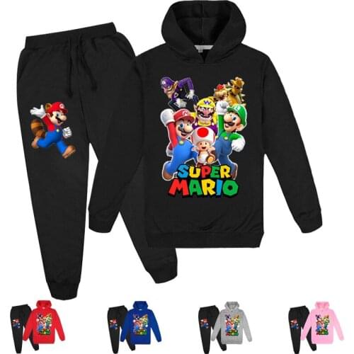 Spring Super Mario Clothing Set Kids Hoodies Pants 2pcs Sets Boys Tracksuit Fashion Infant Girls Sport Suits kids clothes girls