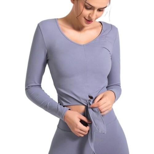 New type hollow-out beauty back shockproof collection high elasticity fitness long sleeve yoga top with chest pad Yoga tops