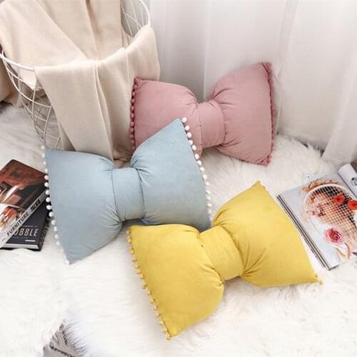 Bow Outdoor Back Cushion for Sofa Car Solid Color Girls Seat Chair Cushion Sofa Decorative Throw Pillows Home Decor