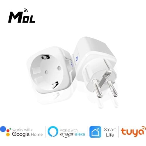 MOL 16A Tuya Wifi EU Smart Plug with Power Monitor Smart Home Wireless Socket Outlet Works with Alexa Google Home