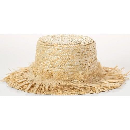 WeMe Boater Straw Top Flat Hats for Women and Men in Outdoor