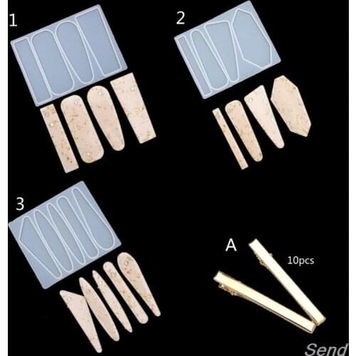 Acrylic Resin Hair Barrette Resin Mold Geometric Alligator Hair Clips Resin Mold T4MD