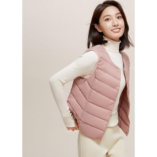 Women Vests 2021 New Winter Ultra Light White Duck Down Vest Female Slim Sleeveless Jacket Ladies Windproof Warm Waistcoat