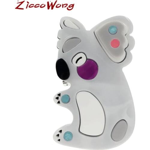 ZiccoWong Fashion Cute Koala Animal Brooch Pins for Women Lovely Acrylic Bear Brooch Lapel Shirt Bag Cartoon Jewelry Gift