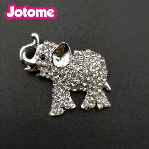 10 pcs/lot free shipping vintage style clear crystal elephant animal brooch pins