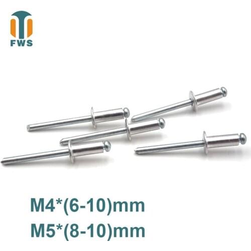 10 PCS M4/M5 6-10mm DIN EN ISO 15977 GB /T 12618.1 Aluminum Open End Blind Rivets Pop Rivets With Protruding Head