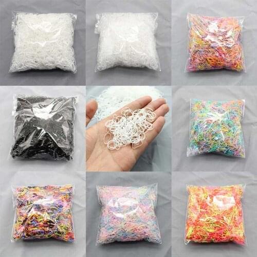 1000PCS Cute Girls Colorful Rings Disposable Rubber Bands Gum For Ponytail Holder Elastic Hair Bands Kids Hair Accessories
