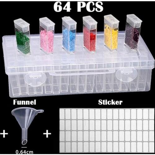 28/56/64 Gird Diamond Painting Box Storage Tool Accessories Bead Container Rhinestone Diamond Embroidery Stone Organizer Boxes