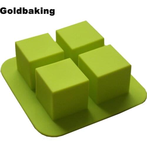 4-Cavities Silicon Cake Baking Pan Muffin Mold Square Silicone Ice Tray