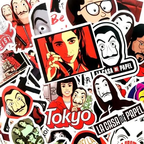 50PCS Money Heist La Casa De Papel Stickers For Luggage Laptop Skateboard Motorcycle TV Show Decal Sticker