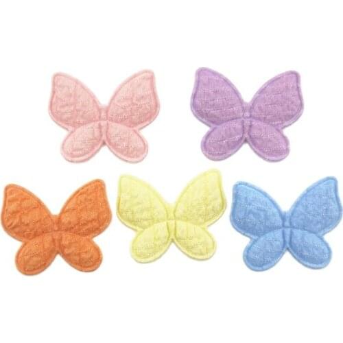 50Pcs/LOT 3.2*2.5CM Felt Cloth Butterfly Padded Appliques For DIY Hat Clothes Leggings Sewing Supplies Headwear Decor Patches