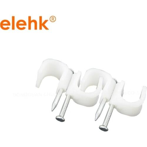 7MM Circle Path Circle cable clips cable nail wire clips 100PCS/bag cable clips Round white with screw