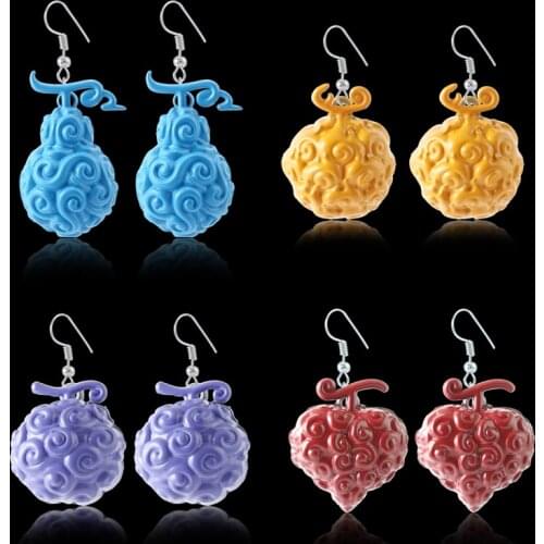 Anime One Piece Drop Earrings Ace Law Devil Fruit Dangle Earrings Hook Earring Metal Fashion Accessories Props Gifts Women Girls