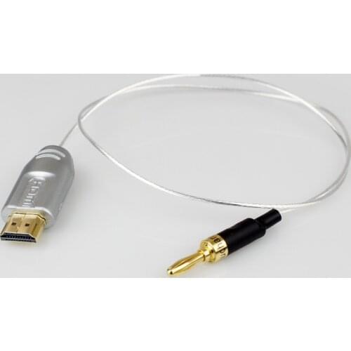 Grounding Box Hi-End 4N Plated Silver Audio Cable HDMI Plug To Plated Gilded Banana Plug