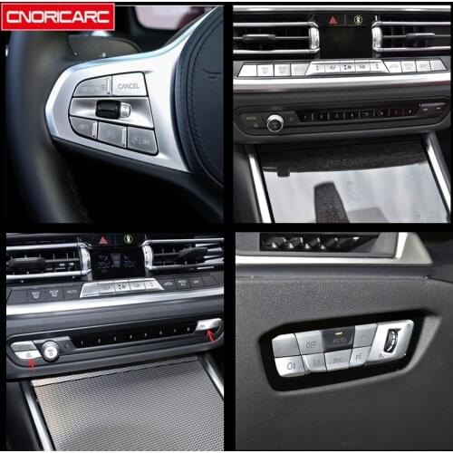 Car Styling Steering Wheel Buttons Sequins Decoration Cover Trim For BMW 3 Series G20 2020 Center Console Decals Stickers