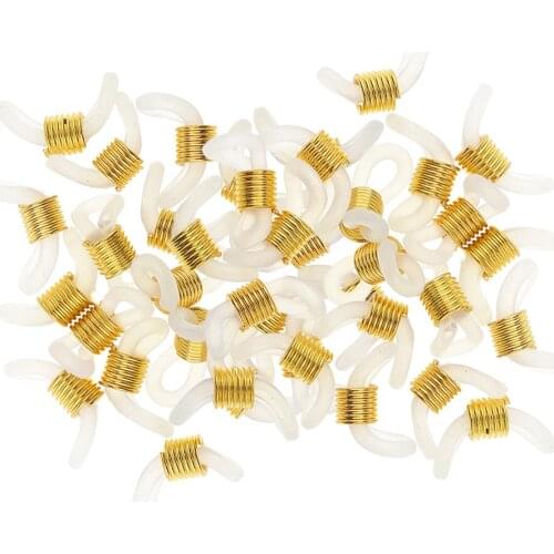 50Pcs Anti-slip Eyeglass Chain Necklace Chain Rubber Metal Ends Retainers Connectors Holders, 22mm