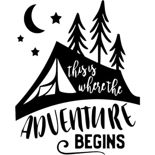 S51311# Various Sizes/Colors Car Stickers Vinyl Decal Camp Life Adventure Begins Motorcycle Decorative Accessories Creative